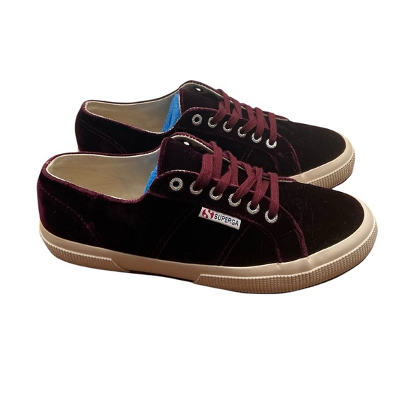 Superga women’s Burgundy Velvet Sneakers size 8.5 - Picture 1 of 8